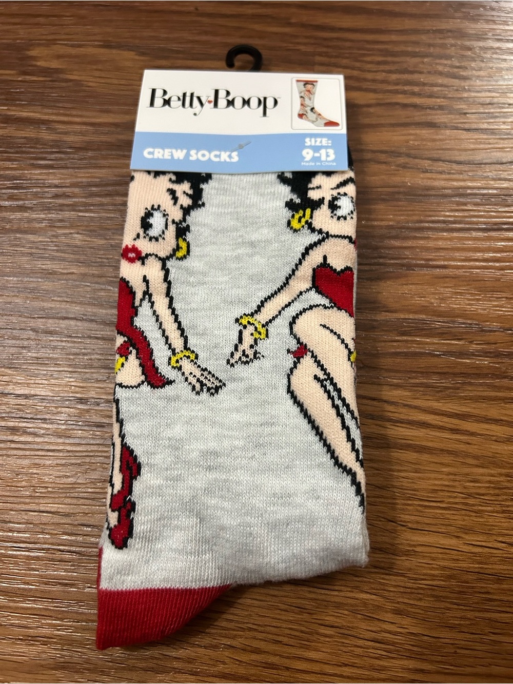 Betty Boop White Crew Socks with Red Accents